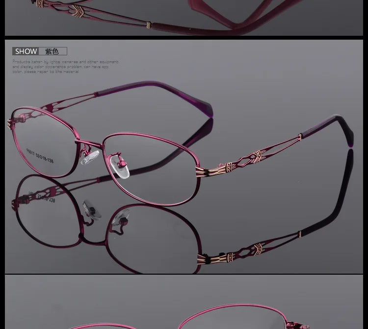 Womens Oval Full Rim Eyeglasses Alloy Frames F6017 — view 11 | Bclear at FuzWeb