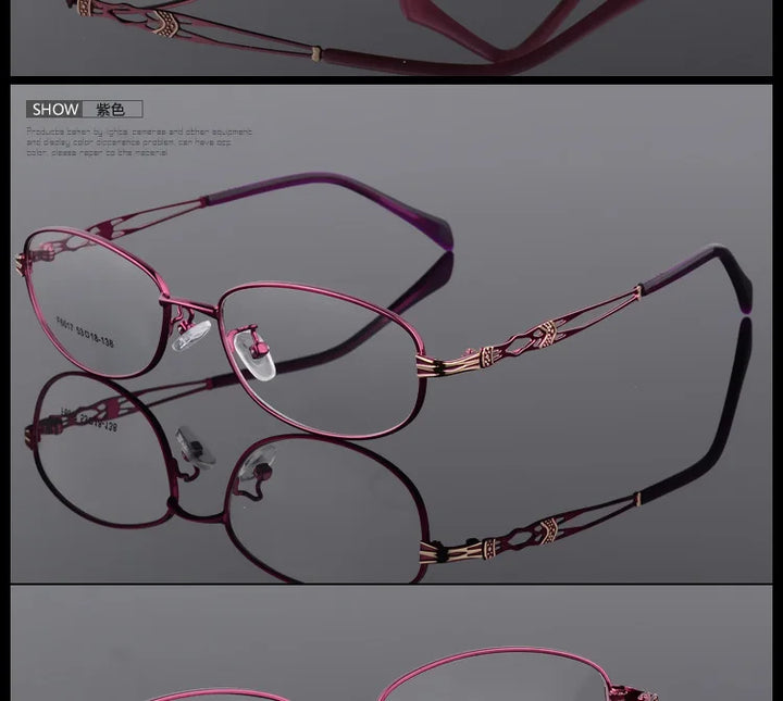 Womens Oval Full Rim Eyeglasses Alloy Frames F6017 — view 11 | Bclear at FuzWeb