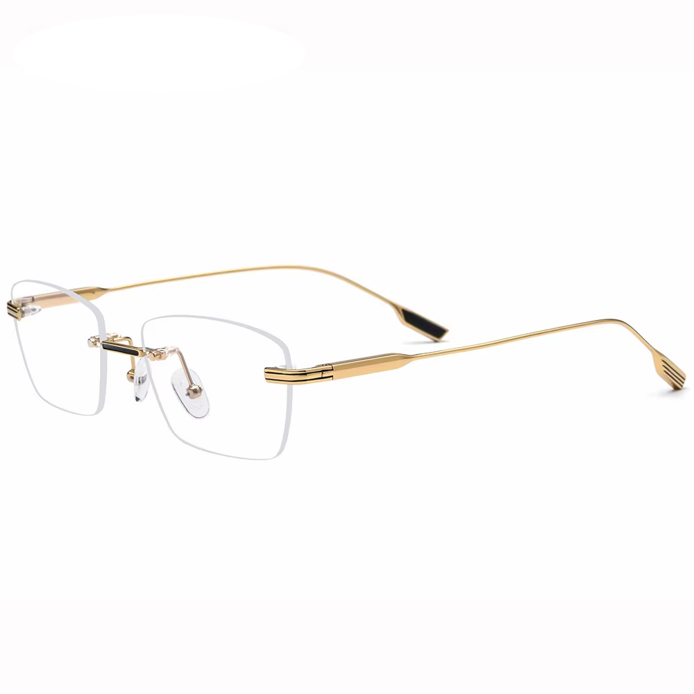 Eleccion Women's Rimless Square Titanium Eyeglasses 185643 Rimless Eleccion Gold