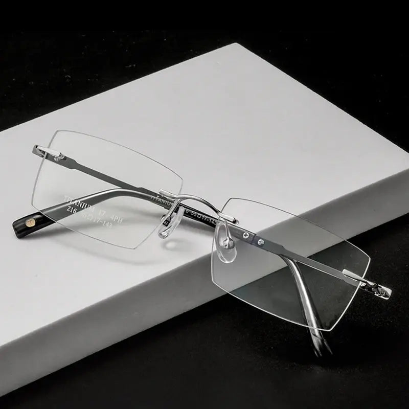 Handoer 553517 Women's Rimless Square  Titanium Frames FuzWeb