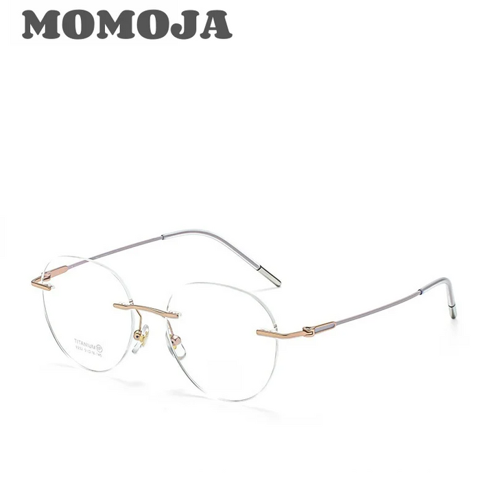 Momoja Women's Rimless Flat Top Round Titanium Eyeglasses 729302
