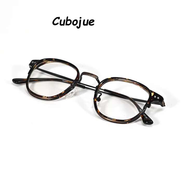 Cubojue Unisex Full Rim Square Tr 90 Titanium Reading Glasses 71406