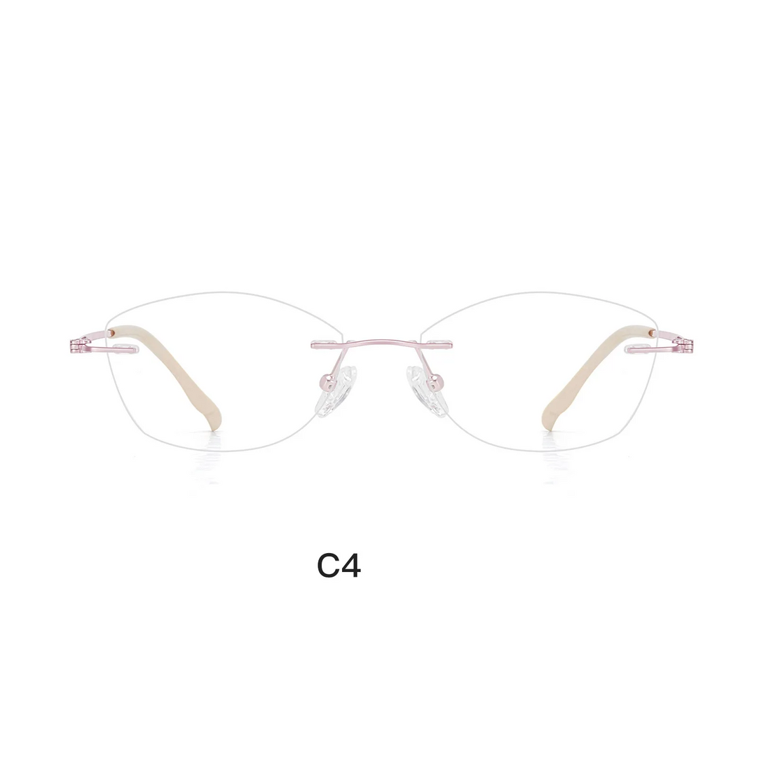 Gmei Optical 23023 women's rimless cat eye titanium alloy prescription eyeglasses — view 3