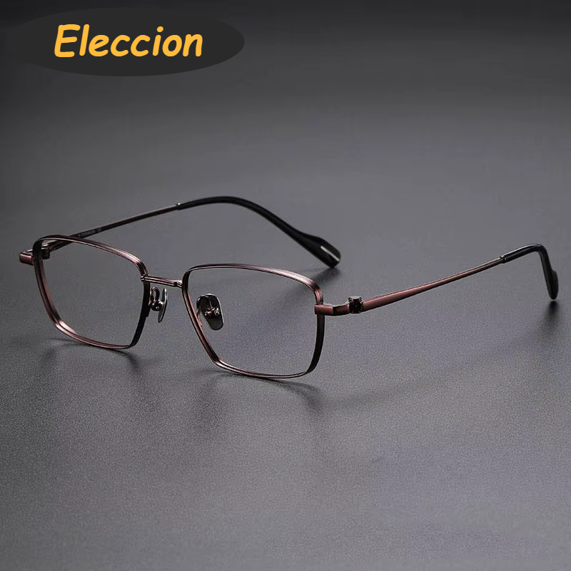 Eleccion Women's Full Rim Square Titanium Eyeglasses 81016 Full Rim Eleccion Brown