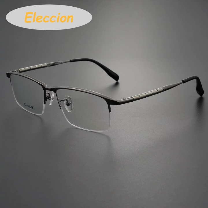 Eleccion Unisex Semi Rim Square Titanium Eyeglasses 942314 Semi Rim Eleccion Gray