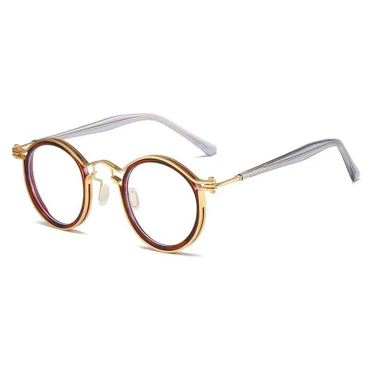 Kocolior Unisex Full Rim Round Alloy Acetate Hyperopic Reading Glasses 2203.