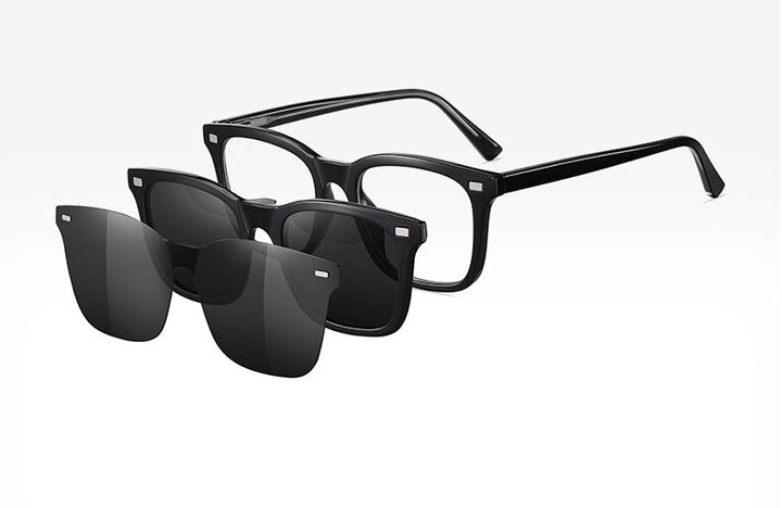 CCSpace Womens Full Rim Square Tr 90 Alloy Eyeglasses Clip On Sunglasses 304051 — view 3 | CCspace at FuzWeb