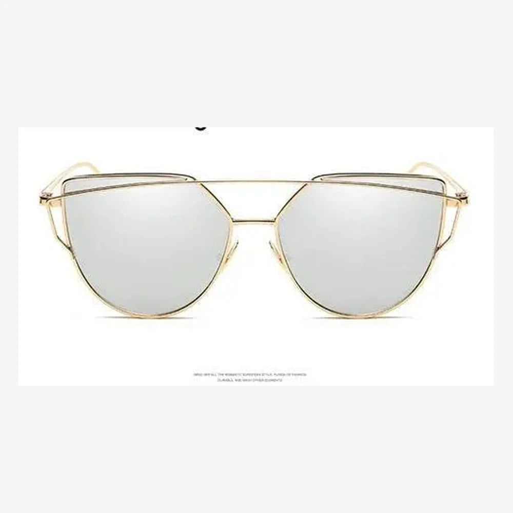 CCspace Cat Eye Sunglasses Women Twin-Beams Mirror Polycarbonate - black black