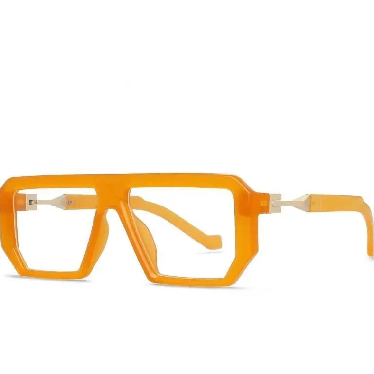 CCspace Unisex Full Rim Irregular Rectangle Tr 90 Eyeglasses 54630 - China / Orange