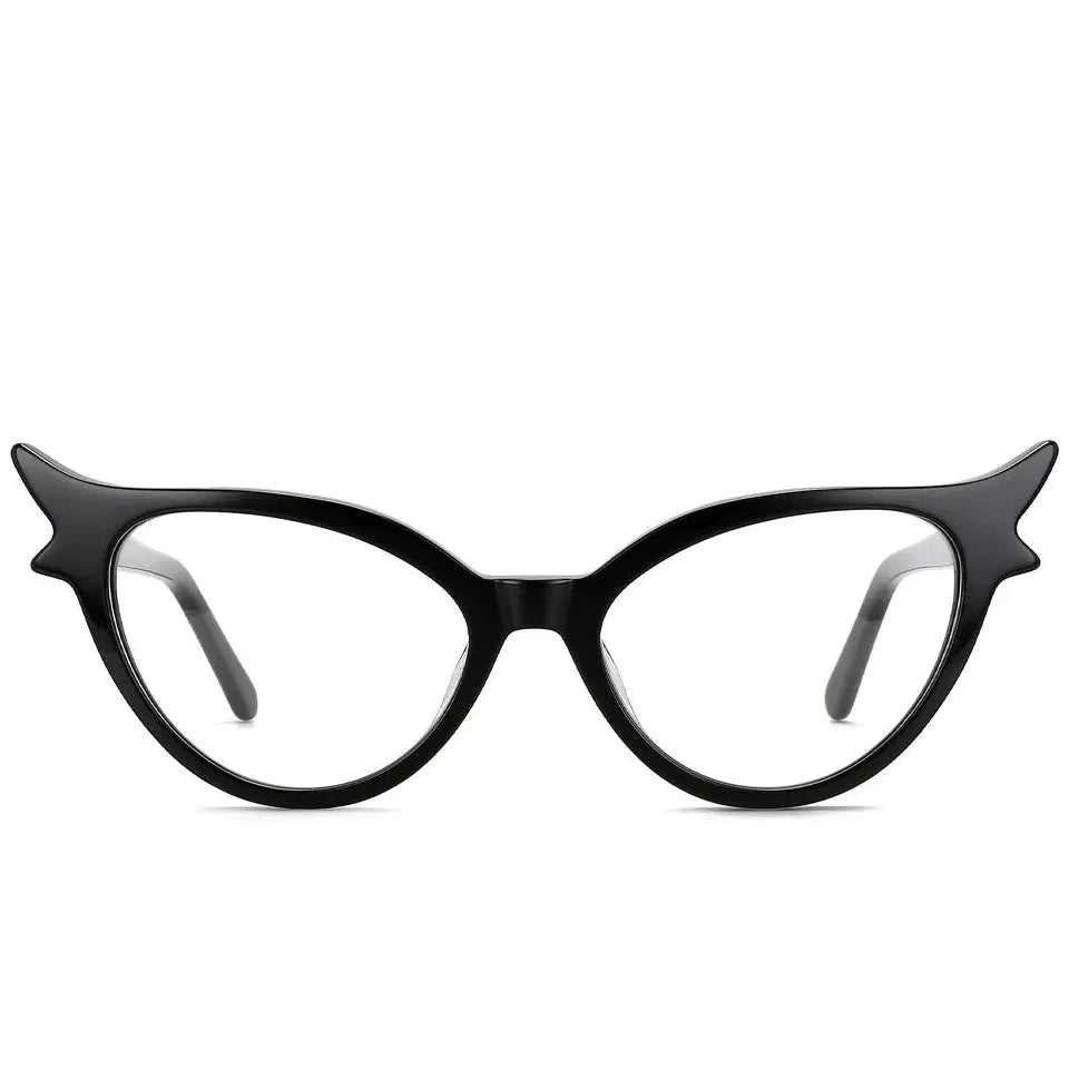 CCspace Unisex Full Rim Oval Cat Eye Acetate FiberReading Glasses 56308 - Black / Myopia -250