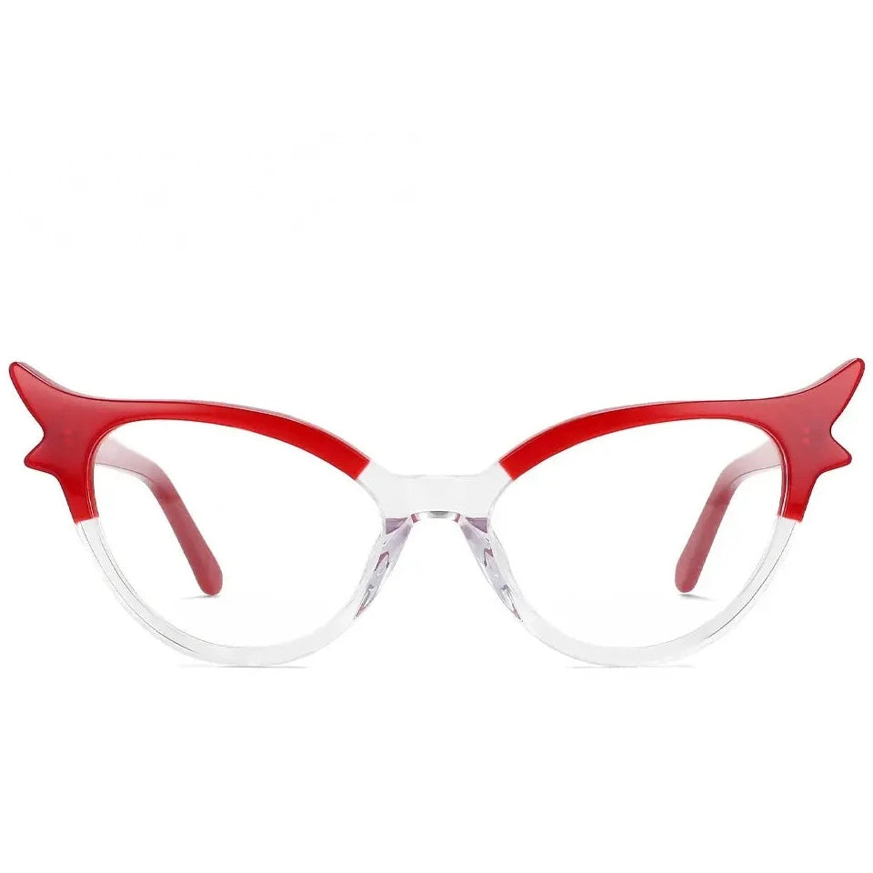 CCspace Unisex Full Rim Oval Cat Eye Acetate FiberReading Glasses 56308 - RedClear / Reading 50