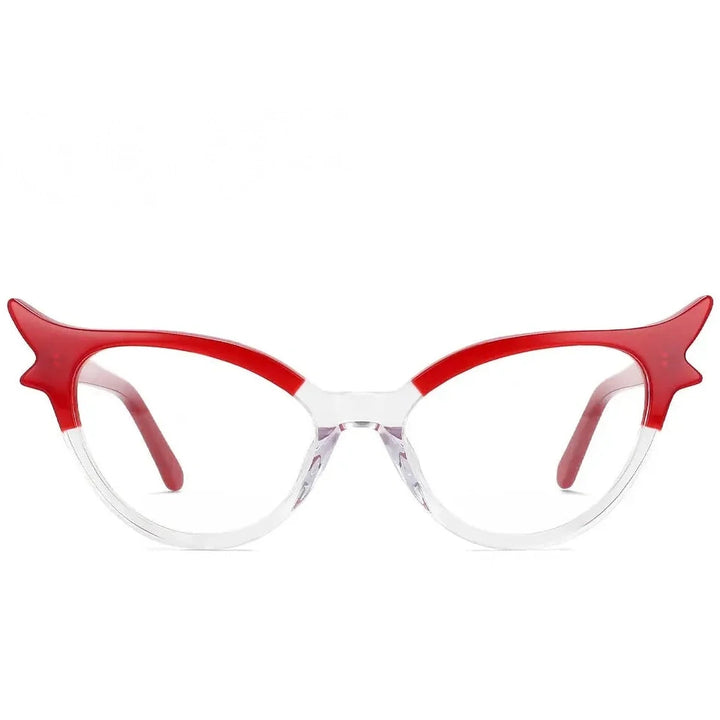 CCspace Unisex Full Rim Oval Cat Eye Acetate FiberReading Glasses 56308 - RedClear / Reading 50