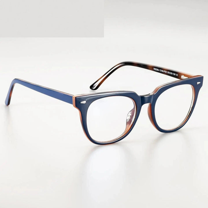 CCspace Unisex Full Rim Oval Square Tr 90 Titanium Frame Eyeglasses 51026 - blue
