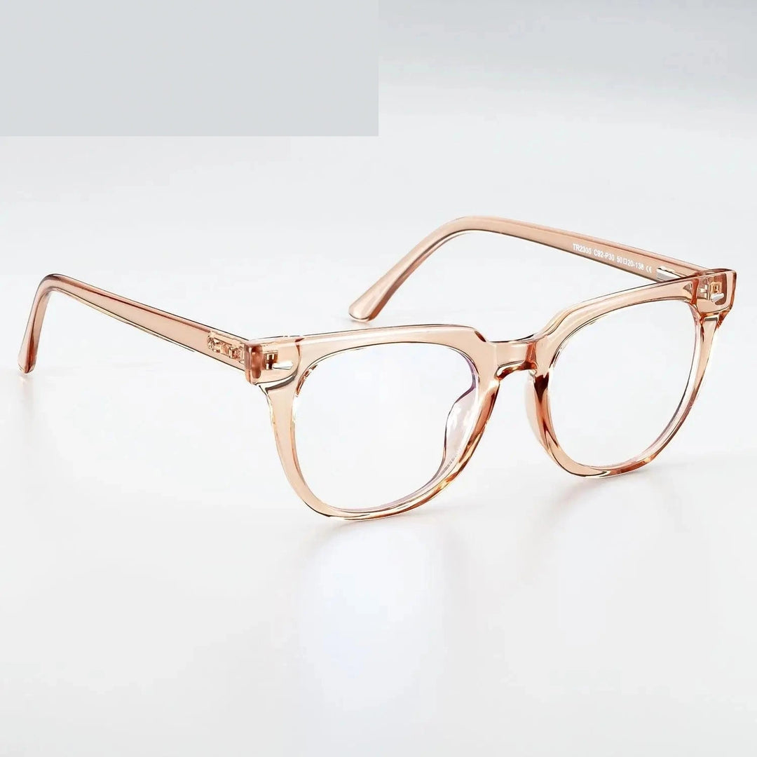 CCspace Unisex Full Rim Oval Square Tr 90 Titanium Frame Eyeglasses 51026 - champagne