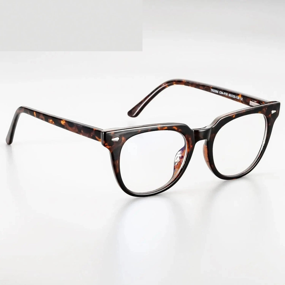 CCspace Unisex Full Rim Oval Square Tr 90 Titanium Frame Eyeglasses 51026 - leopard