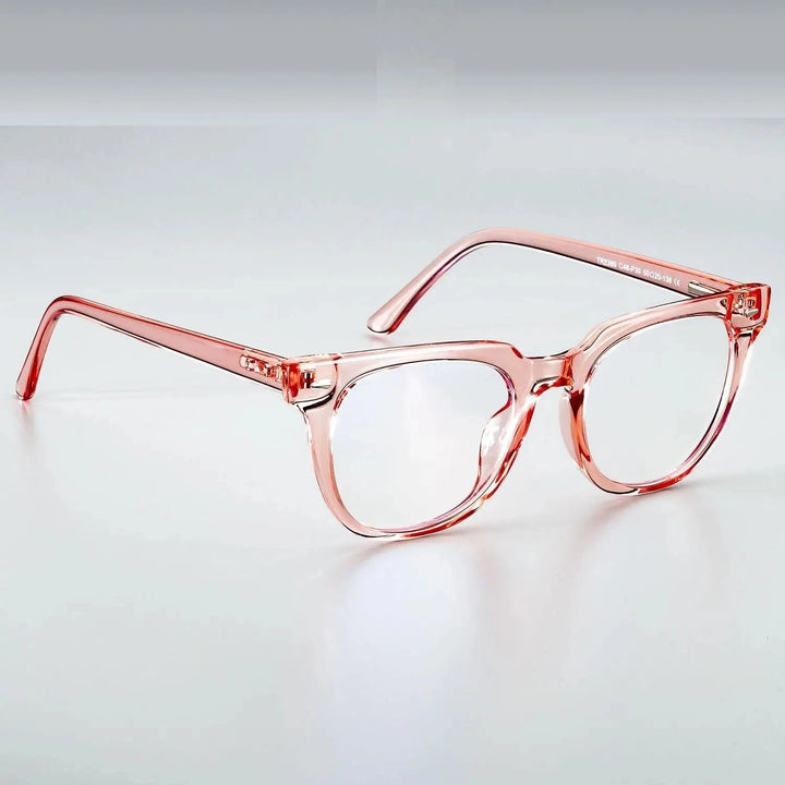 CCspace Unisex Full Rim Oval Square Tr 90 Titanium Frame Eyeglasses 51026 - pinkred