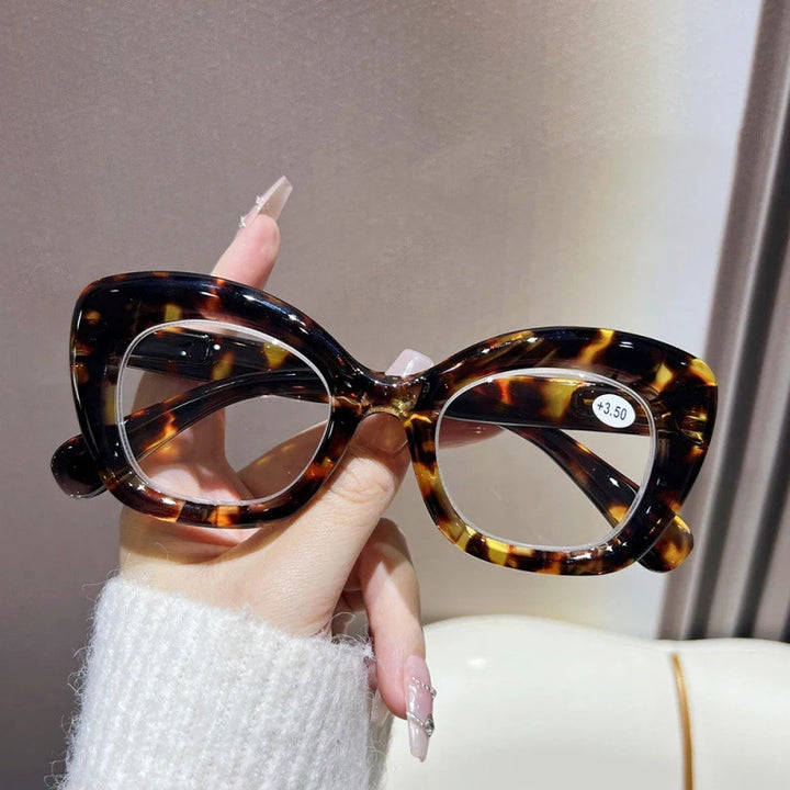 CCspace Unisex Full Rim Oval Thick Polycarbonate Reading Glasses 57478 - Leopard