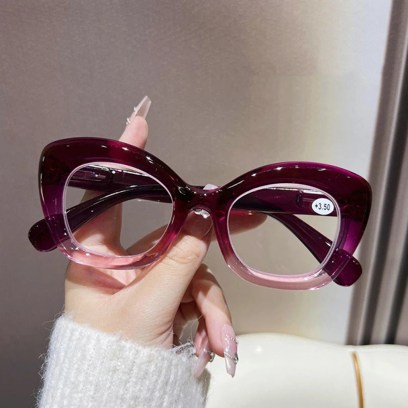 CCspace Unisex Full Rim Oval Thick Polycarbonate Reading Glasses 57478 - Purple