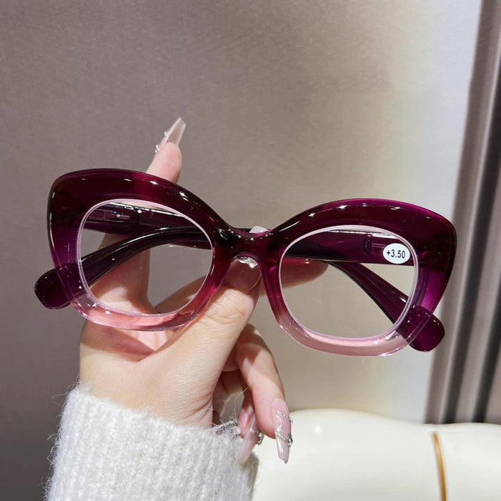 CCspace Unisex Full Rim Oval Thick Polycarbonate Reading Glasses 57478 - Purple