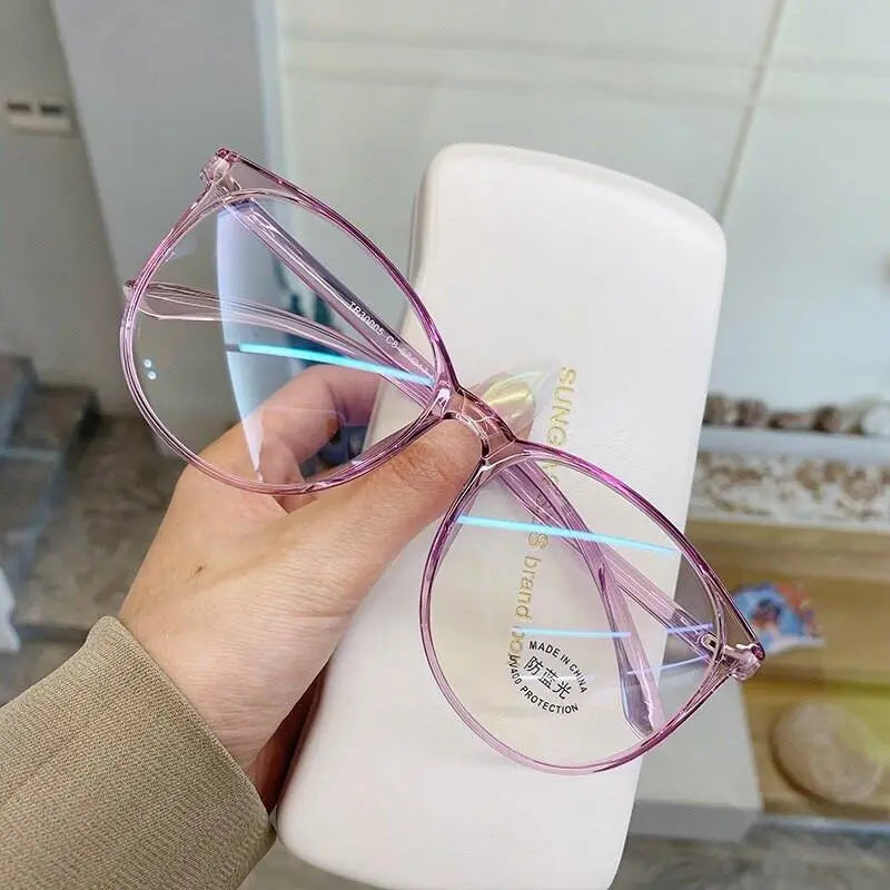 CCspace Unisex Full Rim Oversized Square Tr 90 Eyeglasses 55875 - Purple