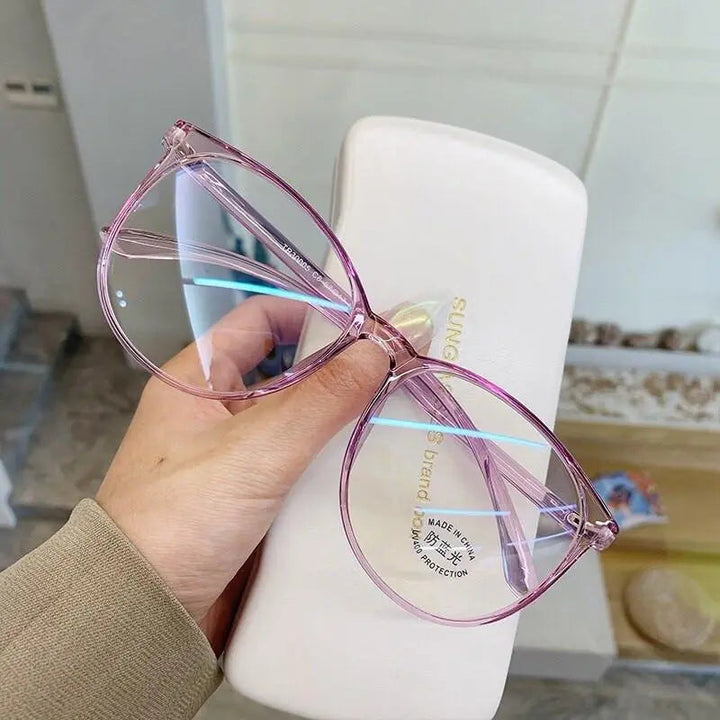 CCspace Unisex Full Rim Oversized Square Tr 90 Eyeglasses 55875 - Purple