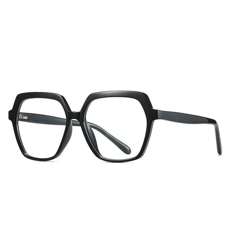 CCspace Unisex Full Rim Polygon Tr 90 Titanium Frame Eyeglasses 49324 - C1Black