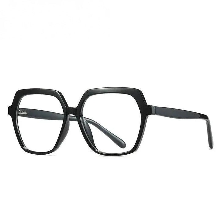 CCspace Unisex Full Rim Polygon Tr 90 Titanium Frame Eyeglasses 49324 - C1Black
