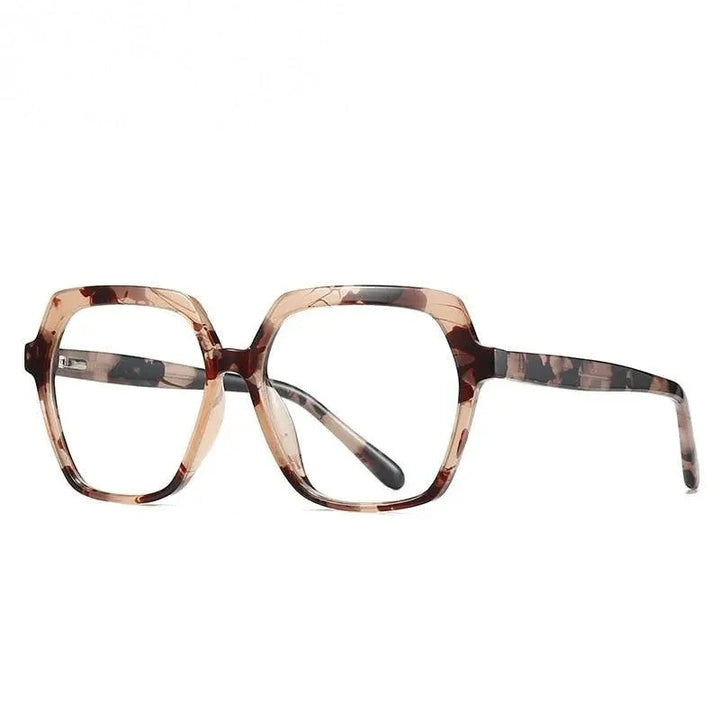 CCspace Unisex Full Rim Polygon Tr 90 Titanium Frame Eyeglasses 49324 - C2Floral