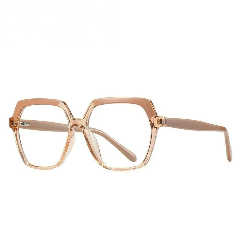 CCspace Unisex Full Rim Polygon Tr 90 Titanium Frame Eyeglasses 49324 - C4Champagne