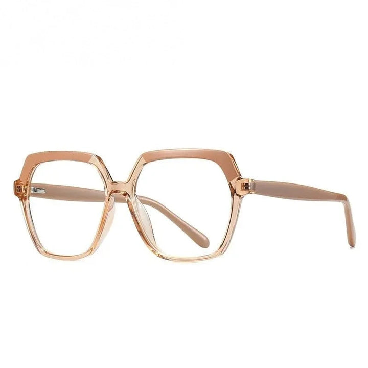 CCspace Unisex Full Rim Polygon Tr 90 Titanium Frame Eyeglasses 49324 - C4Champagne