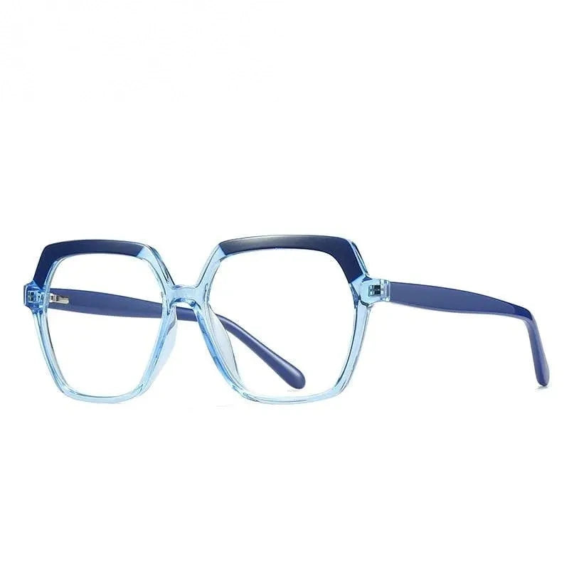 CCspace Unisex Full Rim Polygon Tr 90 Titanium Frame Eyeglasses 49324 - C5Blue