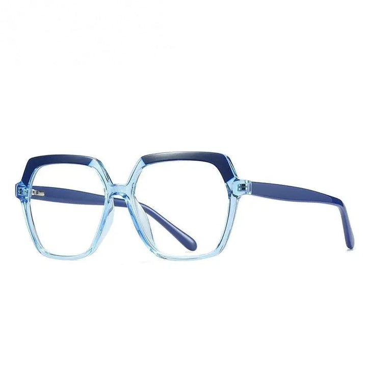 CCspace Unisex Full Rim Polygon Tr 90 Titanium Frame Eyeglasses 49324 - C5Blue