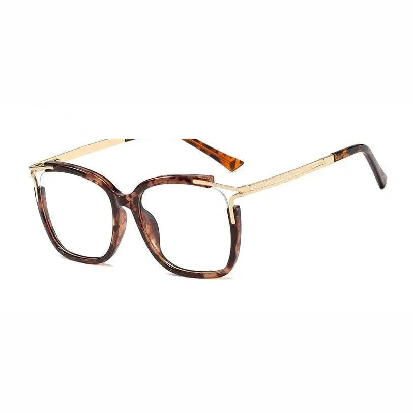 CCspace Unisex Full Rim Square Cat Eye Acetate Frame Eyeglasses 48054 - C2 leopard