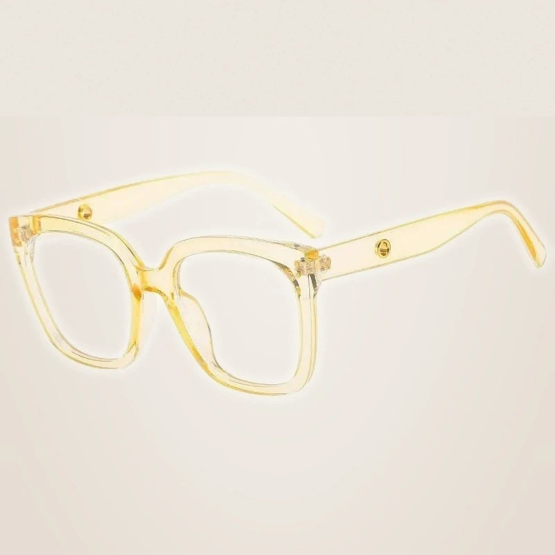 CCspace Unisex Full Rim Square Cat Eye Acetate Eyeglasses 55503 - China / TransparentYellow