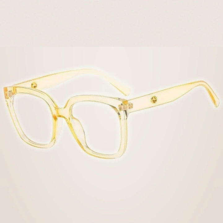 CCspace Unisex Full Rim Square Cat Eye Acetate Eyeglasses 55503 - China / TransparentYellow