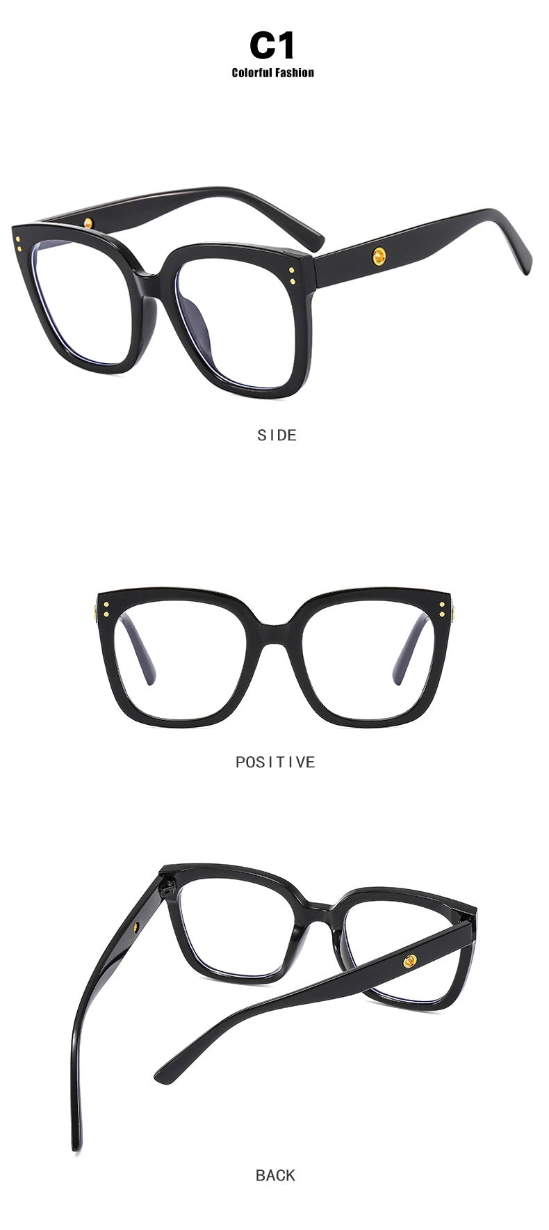 CCspace Unisex Full Rim Square Cat Eye Acetate Eyeglasses 55503 - Size Chart