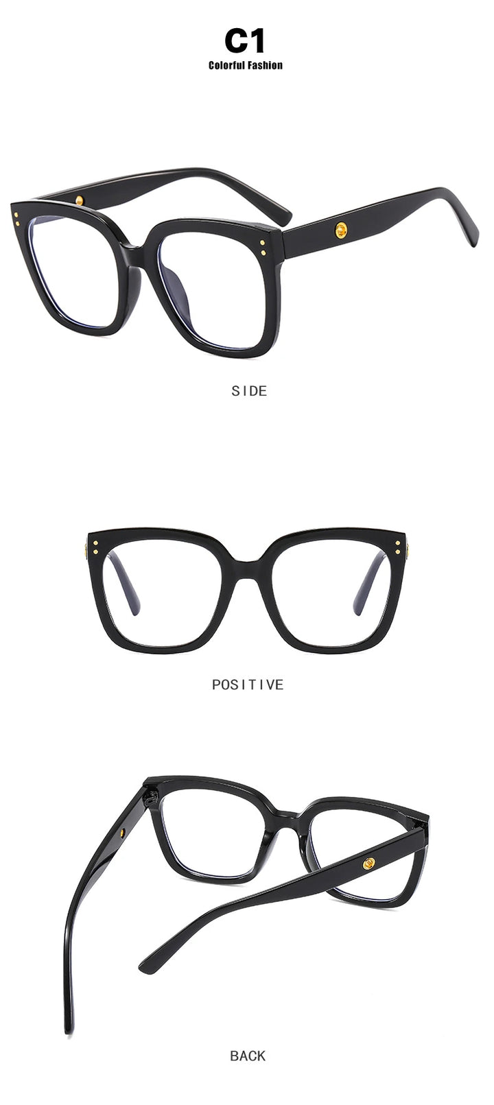 CCspace Unisex Full Rim Square Cat Eye Acetate Eyeglasses 55503 - Size Chart