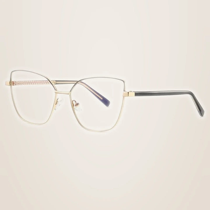 CCspace Unisex Full Rim Square Cat Eye Alloy Frame Eyeglasses 49081 - C2Gold-Black