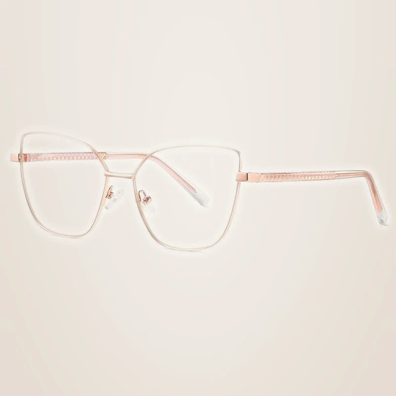 CCspace Unisex Full Rim Square Cat Eye Alloy Frame Eyeglasses 49081 - C3Rose-Gold