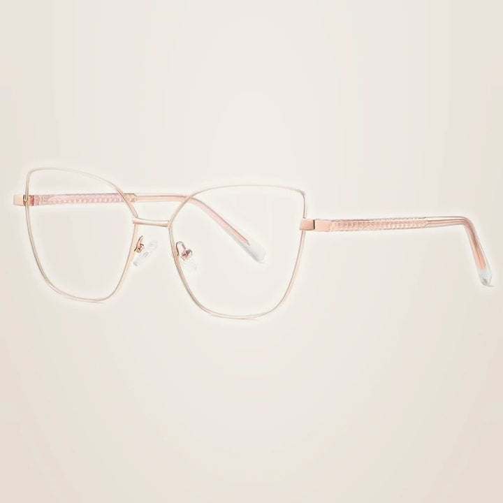 CCspace Unisex Full Rim Square Cat Eye Alloy Frame Eyeglasses 49081 - C3Rose-Gold