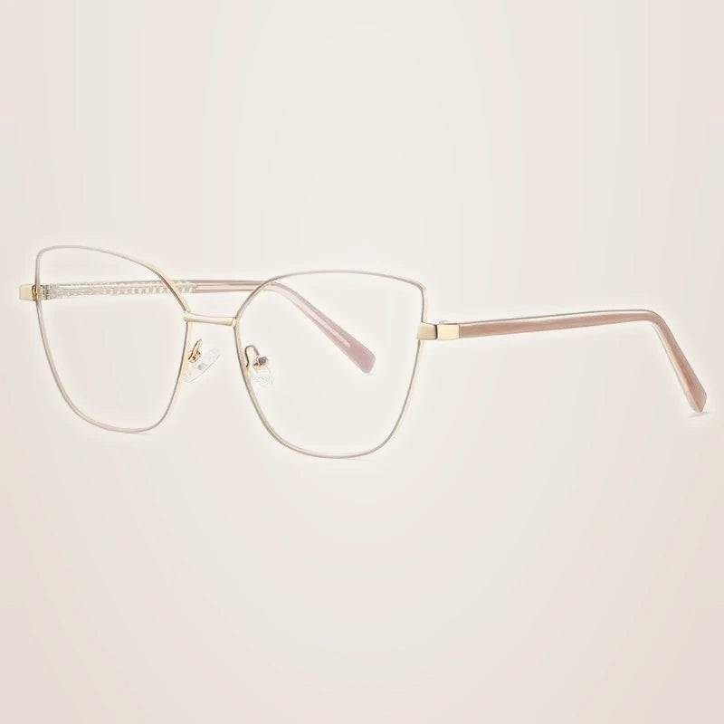 CCspace Unisex Full Rim Square Cat Eye Alloy Frame Eyeglasses 49081 - C4Khaki