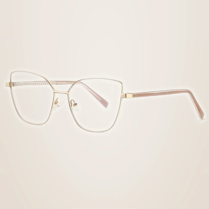 CCspace Unisex Full Rim Square Cat Eye Alloy Frame Eyeglasses 49081 - C4Khaki