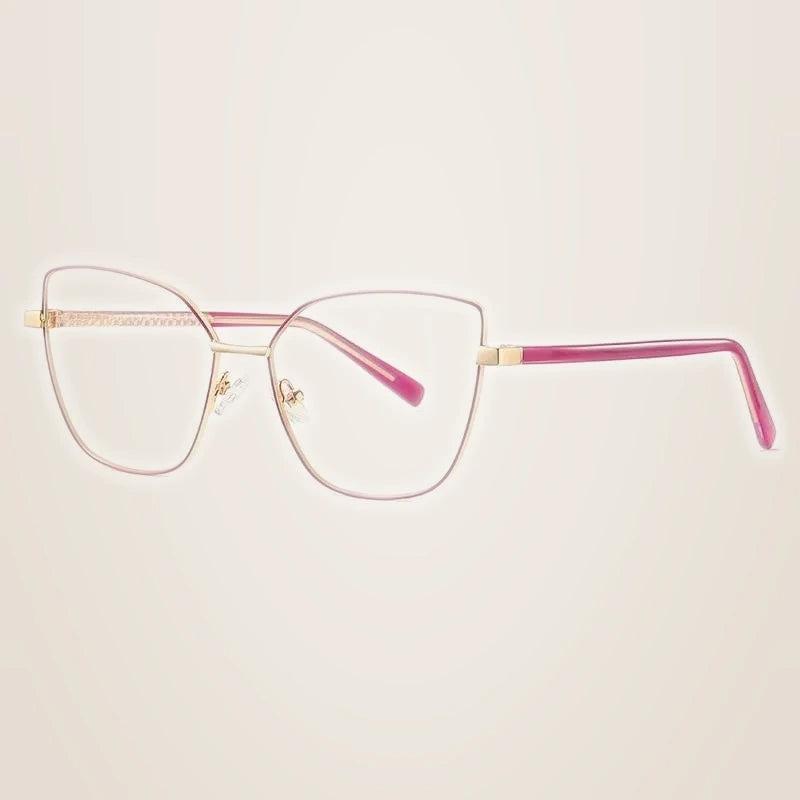 CCspace Unisex Full Rim Square Cat Eye Alloy Frame Eyeglasses 49081 - C5Purple
