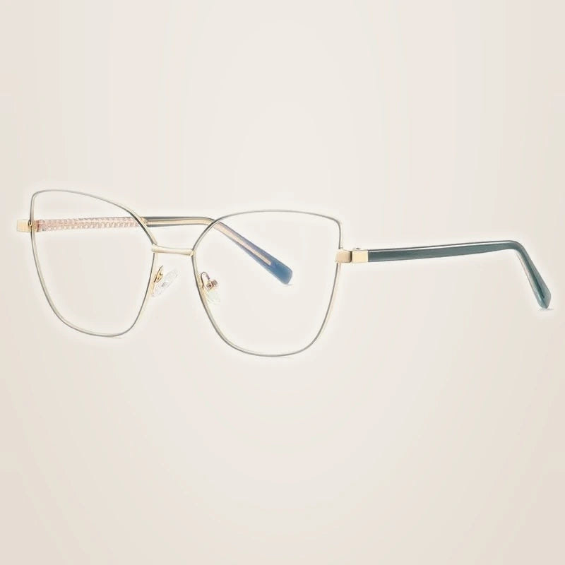 CCspace Unisex Full Rim Square Cat Eye Alloy Frame Eyeglasses 49081 - C6Green
