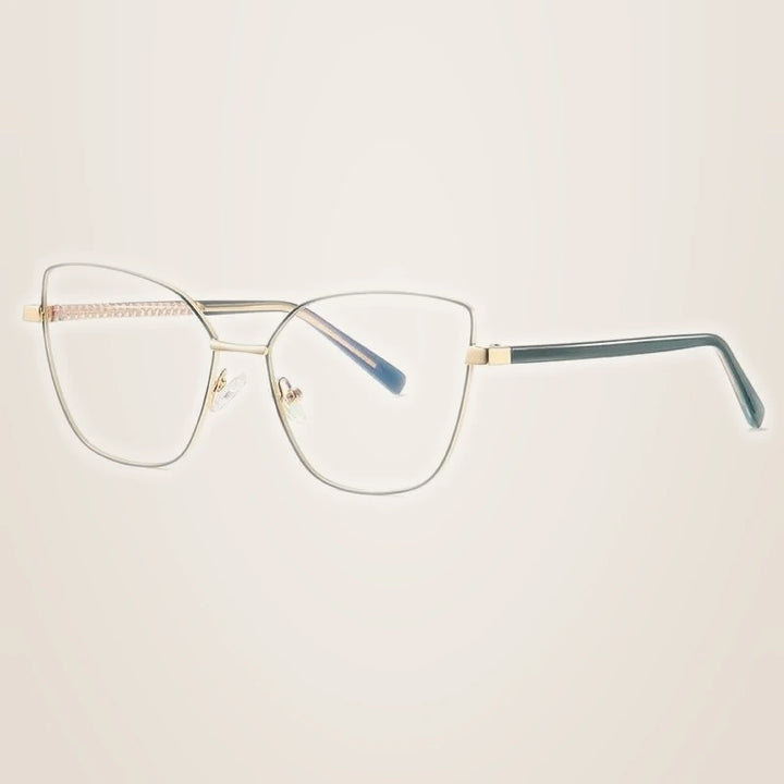 CCspace Unisex Full Rim Square Cat Eye Alloy Frame Eyeglasses 49081 - C6Green