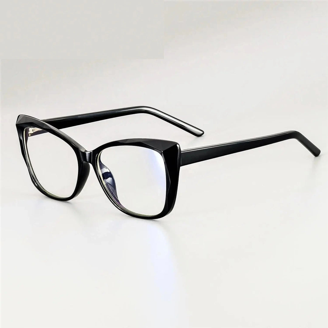 CCspace Unisex Full Rim Square Cat Eye Tr 90 Titanium Frame Eyeglasses 51014 - black