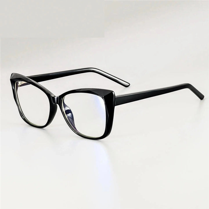 CCspace Unisex Full Rim Square Cat Eye Tr 90 Titanium Frame Eyeglasses 51014 - black