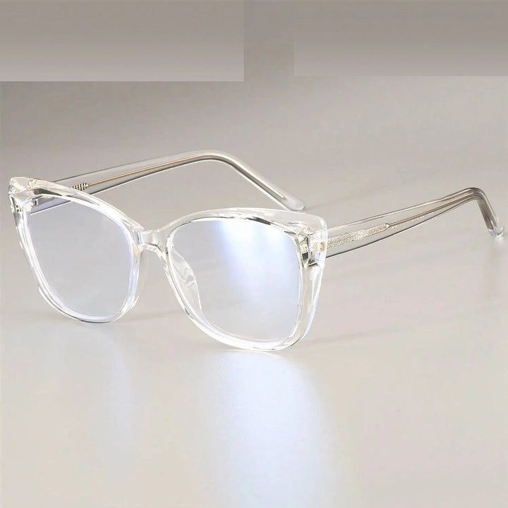CCspace Unisex Full Rim Square Cat Eye Tr 90 Titanium Frame Eyeglasses 51014 - clear