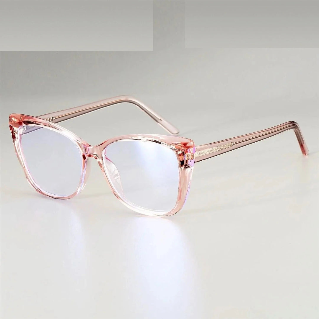 CCspace Unisex Full Rim Square Cat Eye Tr 90 Titanium Frame Eyeglasses 51014 - pink