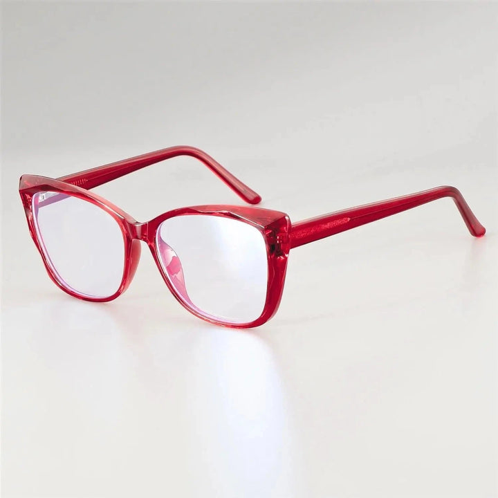 CCspace Unisex Full Rim Square Cat Eye Tr 90 Titanium Frame Eyeglasses 51014 - red